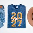 Class Of 2027 Graduation Varsity Orange On The Back Premium Tri-Blend Mineral Wash Tshirts Mineral Navy