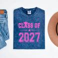 Class Of 2027 Pink Girls Shirt Graduation Mineral Wash Tshirts Mineral Navy