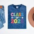 Class Of 2028 Colorful Graduation Mineral Wash Tshirts Mineral Navy