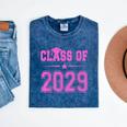 Class Of 2029 Pink Girls Shirt Graduation Mineral Wash Tshirts Mineral Navy