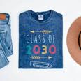 Class Of 2030 Grow With Me 2nd Grade Graduation Mineral Wash Tshirts Mineral Navy