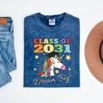 Class Of 2031 Magical Unicorn Graduation Cap Mineral Wash Tshirts Mineral Navy