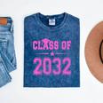 Class Of 2032 Pink Girls Shirt Graduation Mineral Wash Tshirts Mineral Navy