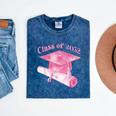 Class Of 2032 Senior 2032 Back To School 2032 Graduation Cap Mineral Wash Tshirts Mineral Navy