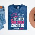 Class Of 2032 She Believed She Could Kids Graduation T-Shirt Mineral Wash Tshirts Mineral Navy