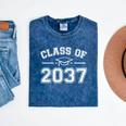 Class Of 2037 Grow With Me Graduation First Day Kindergarten Mineral Wash Tshirts Mineral Navy