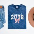 Coquette Bow Preppy Class Of 2038 Girly Girl 2038 Graduation Mineral Wash Tshirts Mineral Navy