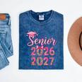 Coquette Pink Bow Flowers Senior 2026 2027 Graduation Mineral Wash Tshirts Mineral Navy