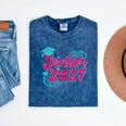 Coquette Pink Bow Senior 2027 Class Of Graduation Mineral Wash Tshirts Mineral Navy