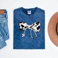 Cow Print Bow And Stethoscope Nurse RN Graduation Coquette Mineral Wash Tshirts Mineral Navy