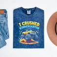 I Crushed Kindergarten Monster Truck Graduation Boys Kids Mineral Wash Tshirts Mineral Navy