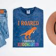 Dinosaur Graduation I Roared Through Kindergarten T-Shirt Mineral Wash Tshirts Mineral Navy