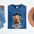 Dog Class Of 2024 Graduation Senior 2024 Men Women Girls Kids Mineral Wash Tshirts Mineral Navy