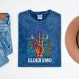 Elder Emo Nostalgia Skeleton Hand Mineral Wash Tshirts Mineral Navy
