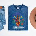 Elder Emo Nostalgia Skeleton Hand Mineral Wash Tshirts Mineral Navy