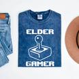 Elder Gamer Retro Video Game Nostalgia Old Gamer Mineral Wash Tshirts Mineral Navy