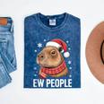 Ew People Capybara Christmas Introvert Holiday Humor Mineral Wash Tshirts Mineral Navy