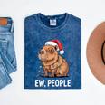 Ew People Capybara Christmas Lights Introvert Humor Mineral Wash Tshirts Mineral Navy