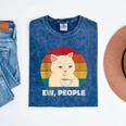Ew People Introvert Cat Lover Crazy Colorful Cat Lady Mineral Wash Tshirts Mineral Navy