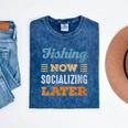 Fishing Now Minimal Socializing Introvert Vintage Mineral Wash Tshirts Mineral Navy