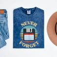 Never Forget Retro Diskette Nostalgia Vintage Mineral Wash Tshirts Mineral Navy