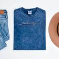 Frutiger Aero Aesthetic Digital Art Vintage Varsity Mineral Wash Tshirts Mineral Navy