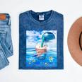 Frutiger Aero Aesthetic Tech Bubble Tea Boba Milktea Fishes Mineral Wash Tshirts Mineral Navy