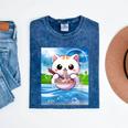 Frutiger Aero Aesthetic Tech Kawaii Ramen Cat Fishes Mineral Wash Tshirts Mineral Navy