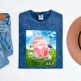 Frutiger Aero Aesthetic Tech Kawaii Strawberry Milk Fishes Mineral Wash Tshirts Mineral Navy