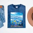 Frutiger Aero Aesthetic Tech Ocean Underwater Fishes Mineral Wash Tshirts Mineral Navy