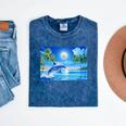 Frutiger Aero Dolphin Sunset Ocean With Palm Trees Y2k Premium Mineral Wash Tshirts Mineral Navy Frutiger Aero Dolphin Sunset Ocean With Palm Trees Y2k Premium Mineral Wash Tshirts Mineral Navy