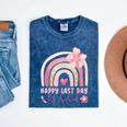 Fun Happy Last Day Of School Girl Student Graduation Rainbow Mineral Wash Tshirts Mineral Navy