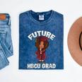 Future HBCU Grad Girl Wearing Graduation Gown Mineral Wash Tshirts Mineral Navy