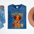 Girl Future HBCU Graduate Afro College Graduation Kids Mineral Wash Tshirts Mineral Navy