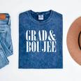 Grad And Boujee Graduation High School College Fun Mineral Wash Tshirts Mineral Navy