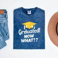 I Graduated Now What Congratulations Graduation Mineral Wash Tshirts Mineral Navy