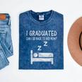 I Graduated Can I Go Back To Bed Now Funny Lazy Graduation Mineral Wash Tshirts Mineral Navy