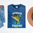 I Graduated Can I Go Fishing Now 2025 Graduation Fisher Mineral Wash Tshirts Mineral Navy