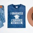 I Graduated I Survived High School Graduation Mineral Wash Tshirts Mineral Navy
