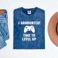 I Graduated Time To Level Up Graduation T-Shirt Mineral Wash Tshirts Mineral Navy