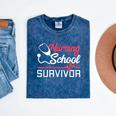 Graduation Shirt For Nurses Nursing School Survivor Tee Mineral Wash Tshirts Mineral Navy