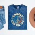 Groovy Like The 70s Peace Aesthetic Nostalgia 1970's Retro Mineral Wash Tshirts Mineral Navy