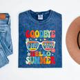 Groovy Goodbye 7th Grade Graduation Hello Summer Kids Mineral Wash Tshirts Mineral Navy