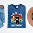 Hang On Let Me Overthink Cat Coffee Retro Introvert Mineral Wash Tshirts Mineral Navy