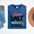 Happy Last Day Of School Kids Teacher Student Graduation Mineral Wash Tshirts Mineral Navy