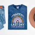 HAPPY LAST OF DAY SCHOOL Rainbow Teacher Student Graduation Men Women Girls Kids Mineral Wash Tshirts Mineral Navy