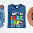 Happy Last Day Of School Teacher Student Graduation Mineral Wash Tshirts Mineral Navy