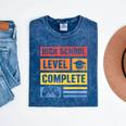 High School Level Complete Class Of 2024 Senior Graduation Mineral Wash Tshirts Mineral Navy