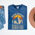 Hiking Because People Are Annoying Introvert Mineral Wash Tshirts Mineral Navy