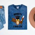 Hoot I Did It Grad Owl Holding Graduation Diploma Congrats Mineral Wash Tshirts Mineral Navy